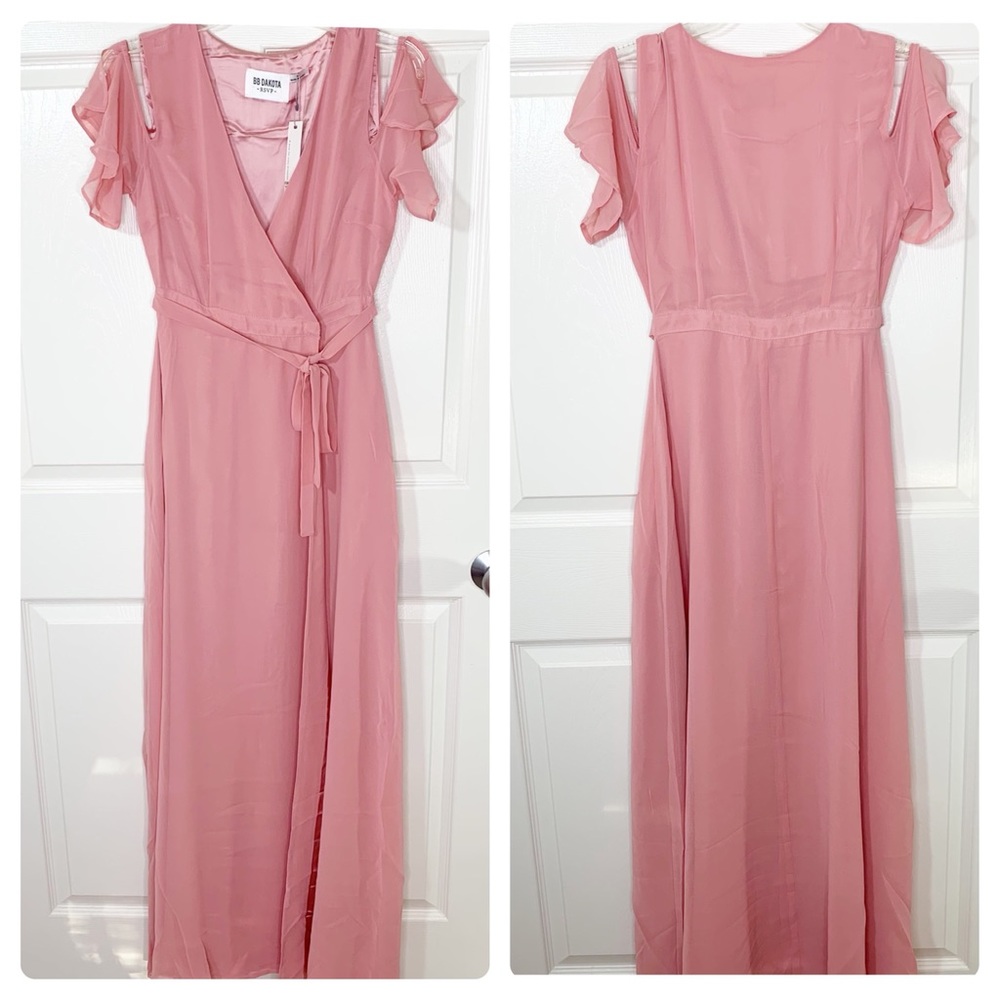 BB Dakota Chiffon Maxi Wrap Dress Melon Sorbet